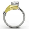 Two-Tone Gold Stainless Steel Ring AAA Grade CZ - Image 3