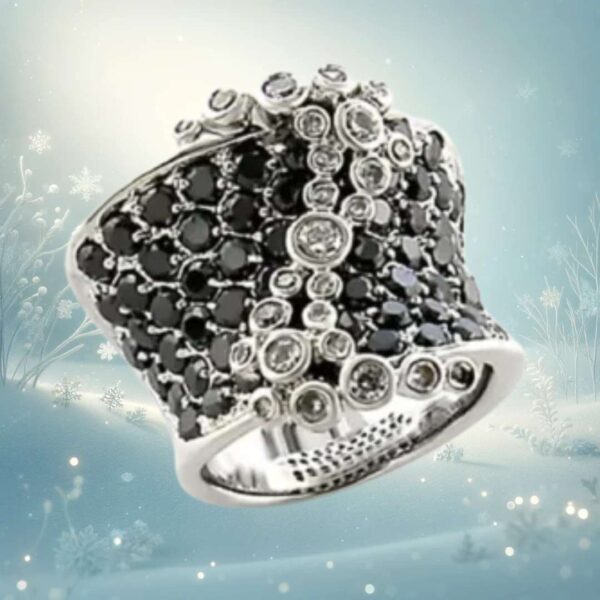 Rhodium Ring with AAA Grade CZ & Jet